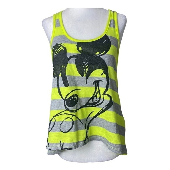 Disney Tank Top Womens Medium Mickey Mouse Gray Green Sleeveless Top Lightweight - Picture 1 of 8